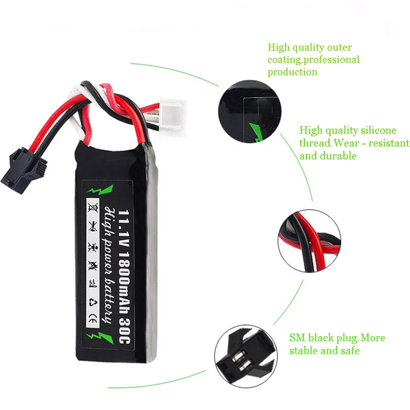 ZhenDuo Toys 11 1 V 1800mAh 2000mAh 7 4 30C батарея для гелевого шарика бластерный игрушечный
