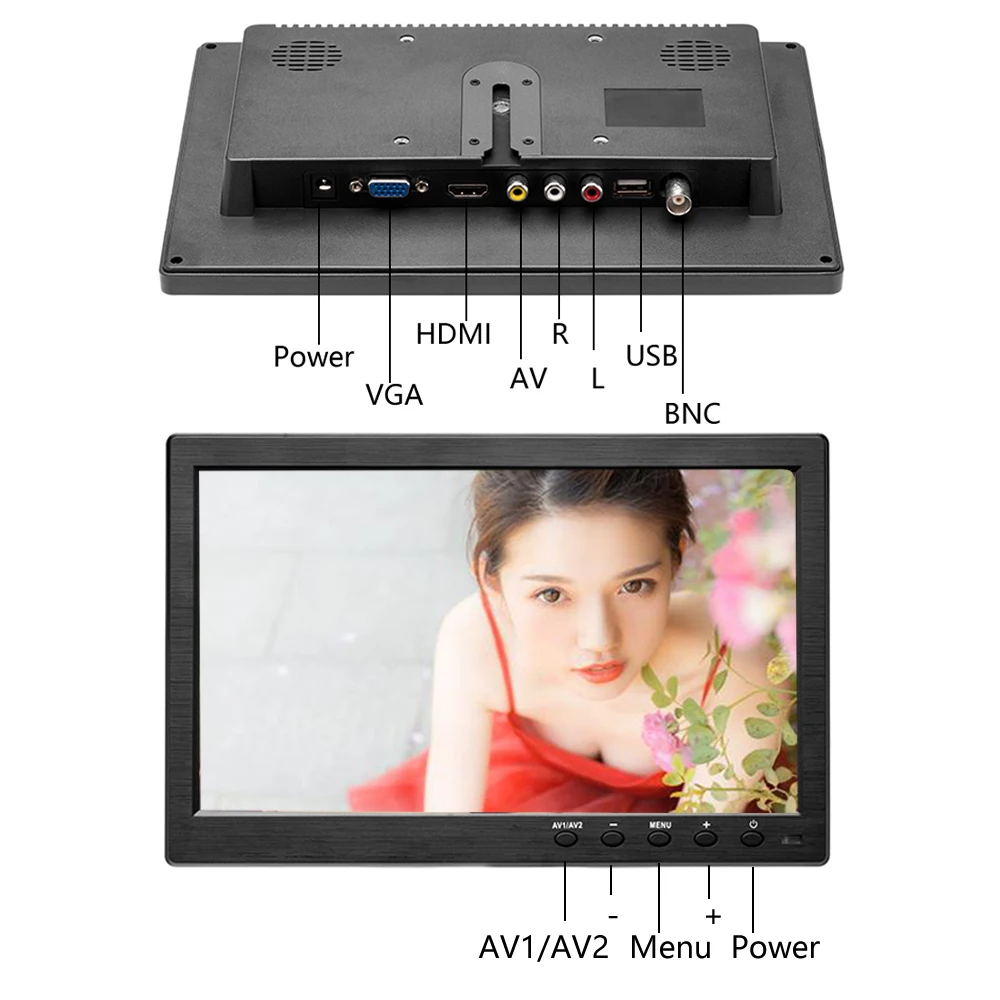 AMPrime автомобильный монитор 10 1 дюйма 1024*600 TFT ЖК HD экран 12 В для автомобильной