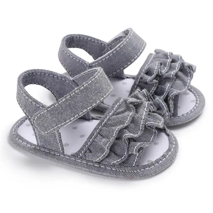 Baby Sandals Girl Summer Soft Cotton Anti-Slip Sole Colorful Silk Ribbon Newborn First Walker Infant Crib Shoes