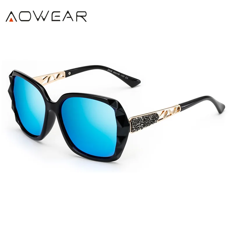 AOWEAR Oversized Sunglasses Women Polarized Square Sun Glasses for driver Black Diamond Women's Sunglass gafas de sol mujer best sunglasses for women