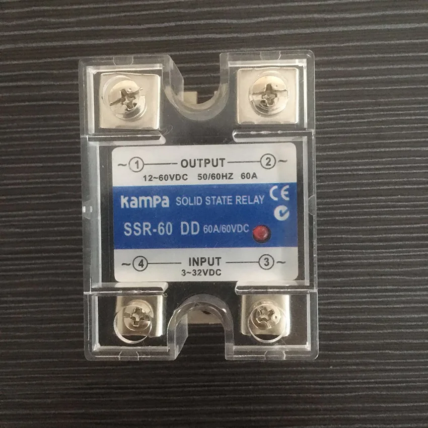 DC 60A Input 3-32VDC Control Output 12-60VDC SSR Single Phase Solid State Relay SSR-60DD Black Relay(SSR-60DD) | Обустройство дома