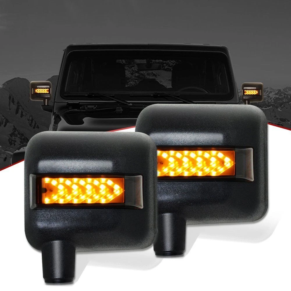 For Jeep Wrangler Jk Accessories Car Led Turning Signal Side View Mirror  Cover Led Offroad Car Mirror With Drl Spot Light - Mirror & Covers -  AliExpress