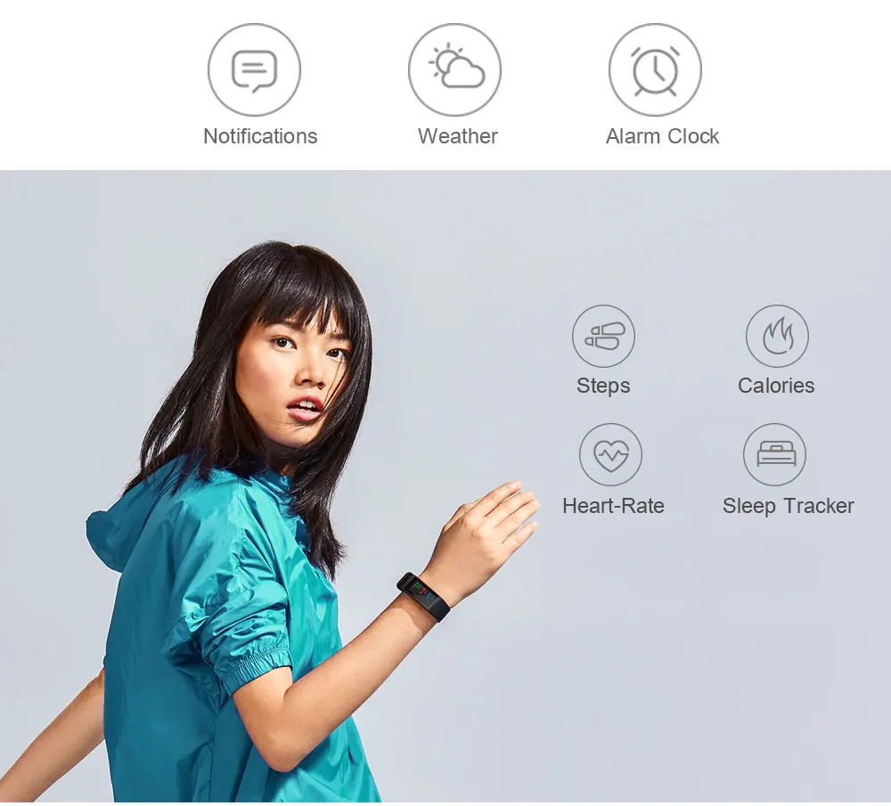 English Version Xiaomi Huami Amazfit Cor Midong Band Smart Wristband 1.23 inch Screen Heart Rate Monitor Waterproof (7)
