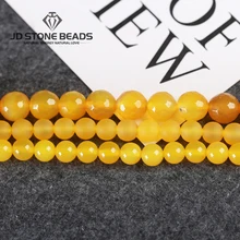 Желтые Агатовые Бусы Размер 4/6/8/10/12/14 мм матовый Круглый Оникс свободные бусины полуфабрикатов браслет из бусин аксессуар для изготовления ювелирных изделий