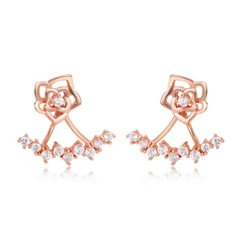 

Rose Flower Fashion Jewelry Silver Earrings 100% Solid 925 Sterling Silver Stud Earrings YH4805