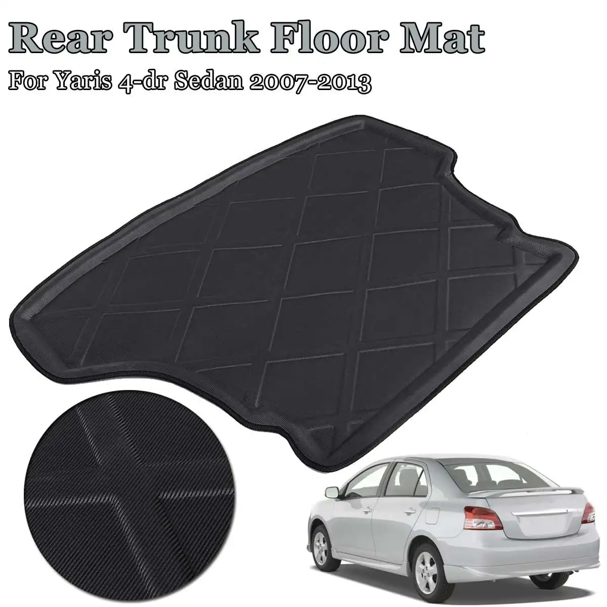 

Car Cargo Rear Trunk Mat Cover Floor Carpet Mud Pad Tray Boot Liner For Toyota Yaris Vios Belta Limo 2007-2013 4-dr Sedan