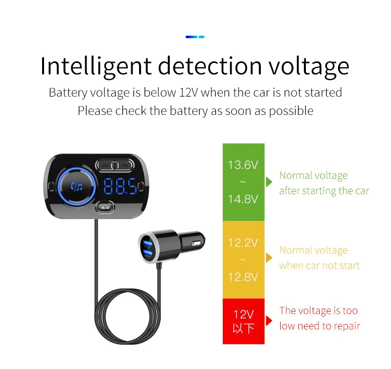 JINSERTA Bluetooth 5,0 MP3 плеер FM передатчик автомобильный комплект USB QC3.0 Громкая связь красочные атмосферные огни Поддержка TF карты