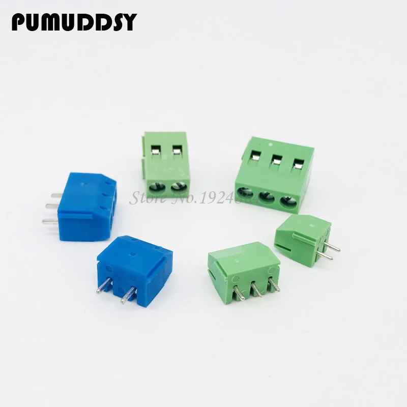 

20PCS/LOT KF301-2P 3P KF350-2P 3P KF128 Screw 2Pin 3Pin 5.0mm Straight Pin PCB Screw Terminal Block Connector Blue and green