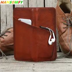 Ретро мужской длинный кошелек из натуральной кожи, первый слой кожи ручной работы, Молодежный кошелек сумочка-клатч сумка для мобильного