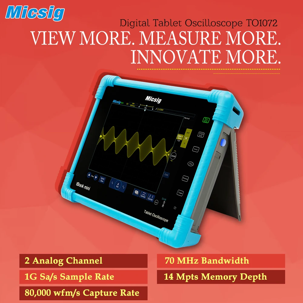 

Digital Tablet Oscilloscope TO1072 70MHz 2CH 80000wfm/s touchscreen oscilloscope portable Automotive diagnostic oscilloscope kit