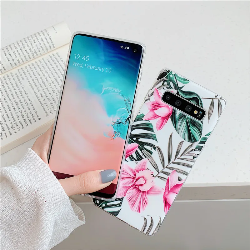 Чехол FLYKYLIN Art Leaf Flower для Samsung Galaxy S8 S9 S10 Plus S10e задняя крышка на IMD силиконовый чехол для телефона с подставкой