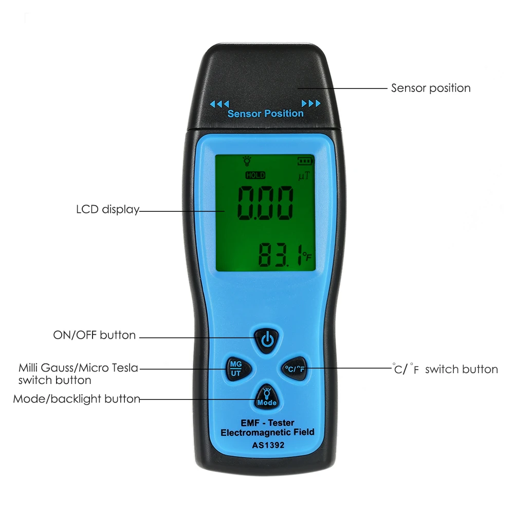 Handheld mini digital lcd emf tester electromagnetic field radiation detector meter dosimeter tester counter