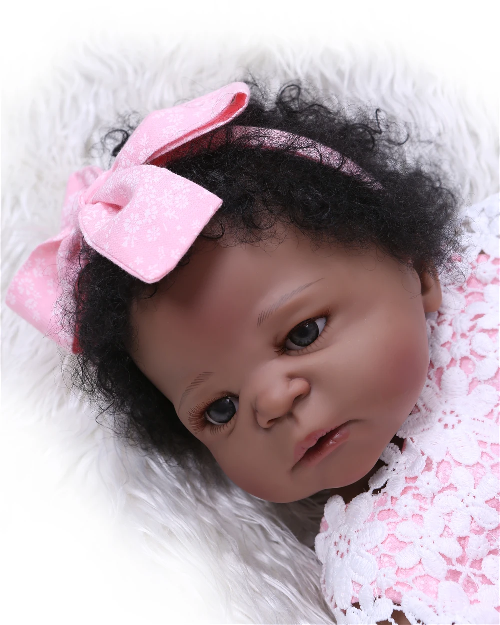 Настоящее прикосновение черный кожаный силикон Reborn Baby Doll kit DIY подарок для девочек 55 см/22 ''ребенок живой жесткие виниловые игрушки Bebek Reborn