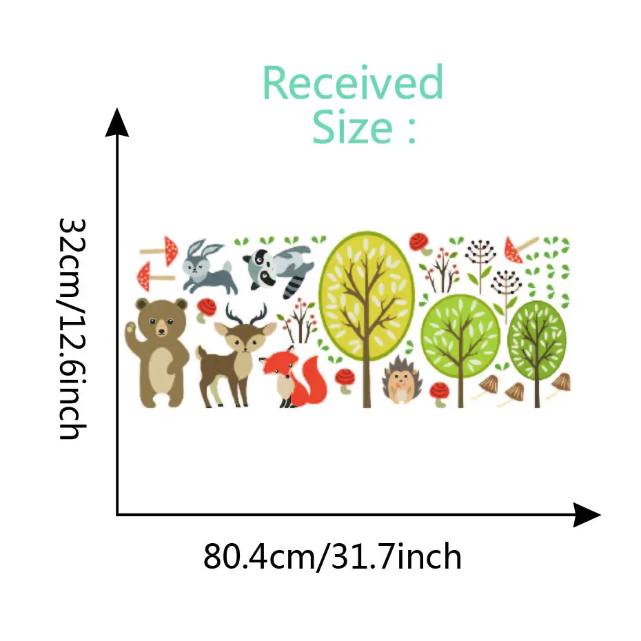 Cartoon Critters Animal Woodland Wall Stickers Forest Bear Deer Wildflower Decals Home Decor Children kids Room Art Vinyls Mural (1)