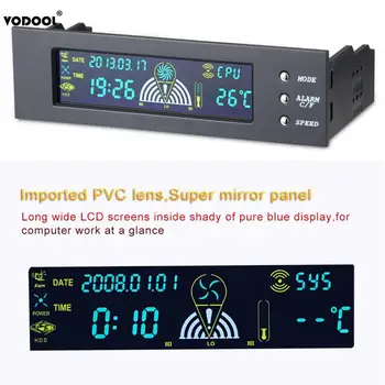 

5.25" Bay Front LCD Panel 3 New Fan Speed Controller CPU Temperature Sensor for Desktop Computer Temperature Controller for Fan