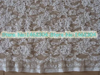 

Beautiful Silky Ivory Off White French Lace fabric, DIY Corded lace french fabric for wedding dress