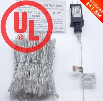 

[Seven Neon]UL Safe 3*1.5M 9.8ft Linkable Curtain Lights Icicle Lights Fairy String Lights with 8 Modes for Christmas Wedding P