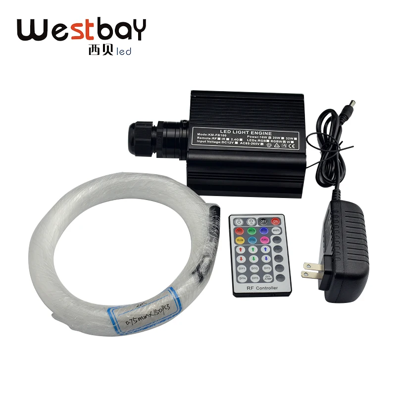 DIY lights 16W RGBW 28key RF remote LED Fiber Optic Star Ceiling Light Kit 2M 300pcs 0.75mm fiber optic lighting | Освещение