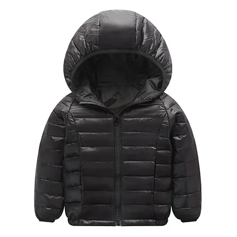 Модная тонкая одежда для детей 2-13 лет; Верхняя одежда и пальто для мальчиков; сезон осень-зима; светильник; куртка-пуховик для девочек; теплая детская одежда с капюшоном - Цвет: black