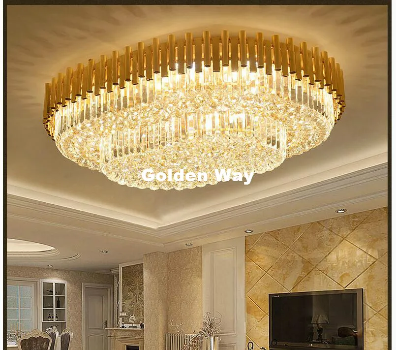Бесплатная доставка L80cm W60cm светодиодный Кристалл Потолочный светильник Гостиная Nordic золотые украшения дома потолок Освещение