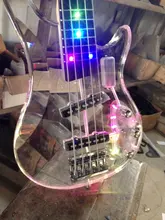 High quality 4 strings led light acrylic electric bass guitar/5 strings guitar have more led light color can choose