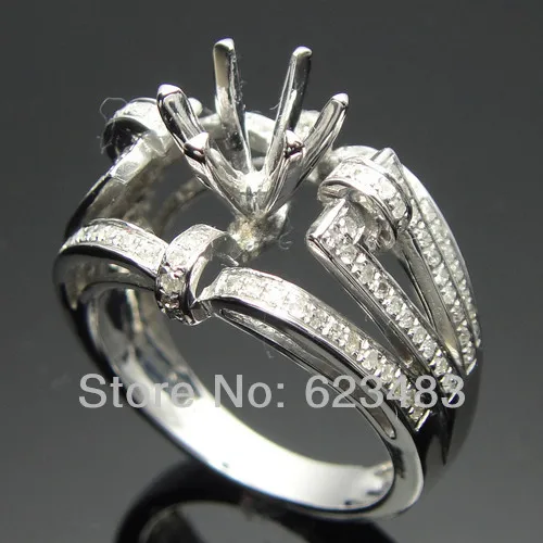 Круглая огранка 7 мм 14 К Белое золото природных алмазов обручальное кольцо Маунт semi