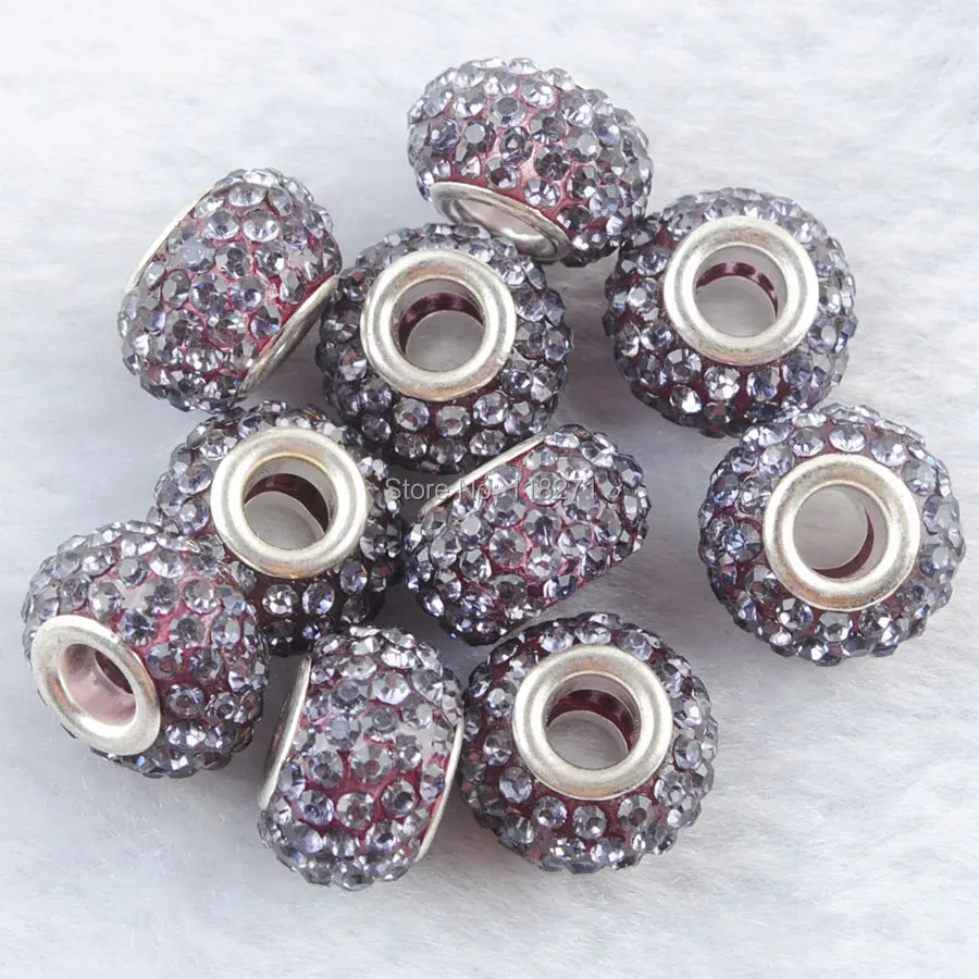 Buy Free shipping Violet Crystal Rhinestones Spacer Beads Big Hole Fit European