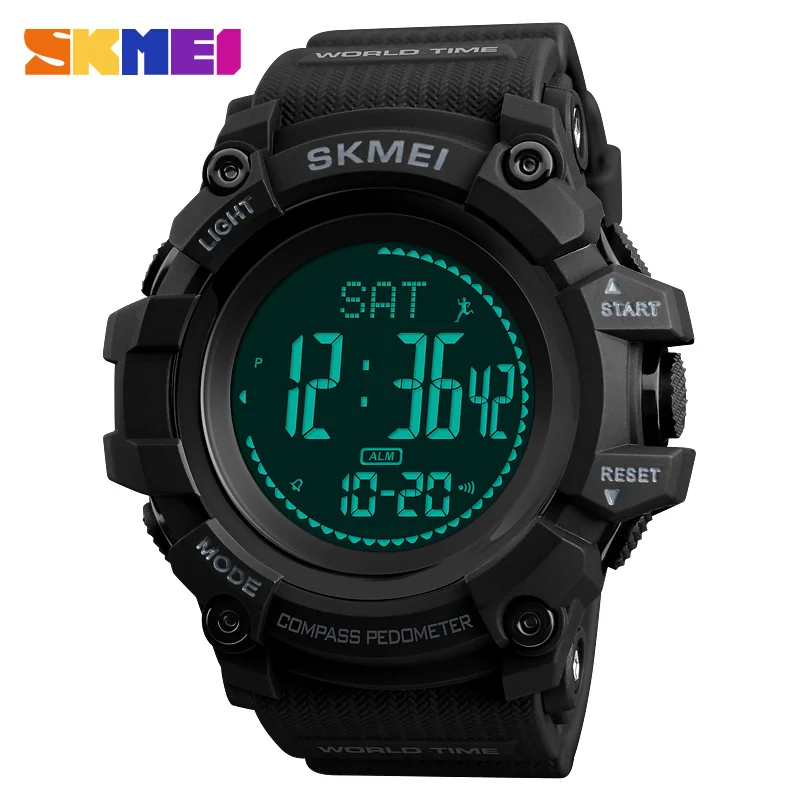 Skmei Digital Men Eletronic Sport Watch EL Light Waterproof Cool Top Brand for Man Compass Watches Pedometer Relogio Masculino
