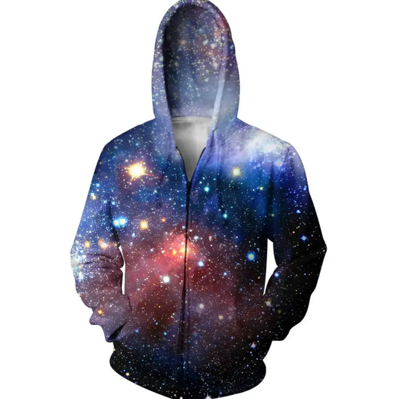 Galaxy 3D Толстовка с капюшоном на молнии мужская толстовка космическим рисунком