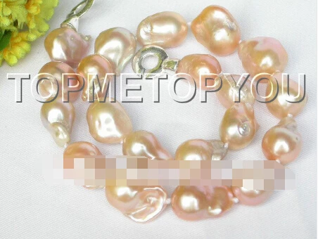 

Free shipping >>@ 1167 18" natural pink Reborn keshi pearls necklace clasp