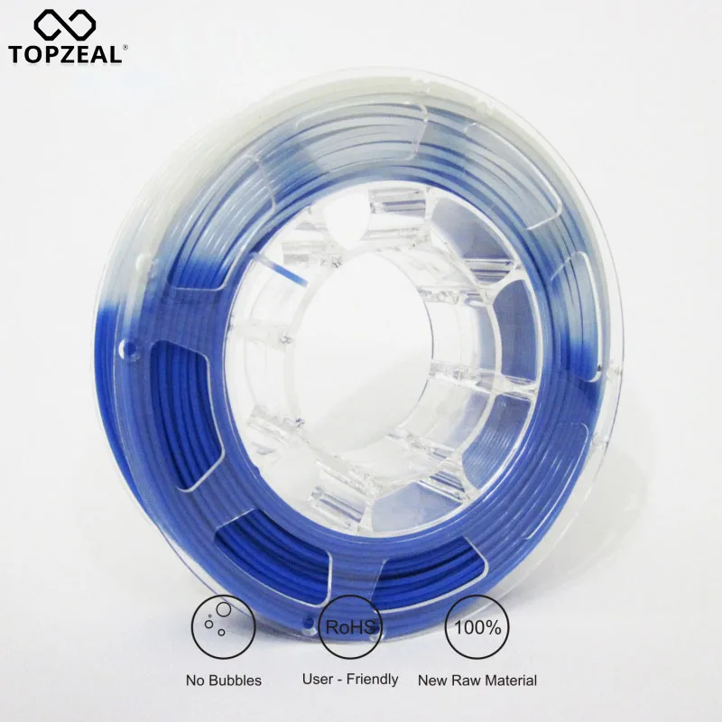 

TOPZEAL 3D Printer PLA Temperature Change Color Filament, Dimensional Accuracy +/- 0.05 , 1KG Spool, 1.75mm , Blue To White