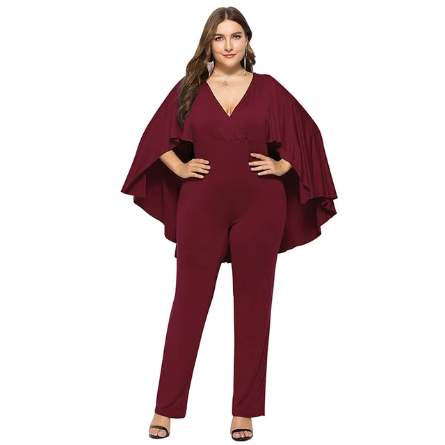 cape sleeve jumpsuit plus size