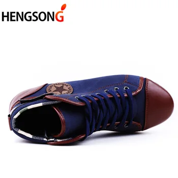 

Men Shoes Fashionable Leather Casual Shoe For Male Front Lace-Up Leather Ankle Boots Shoes Man High Top Canvas Shoes