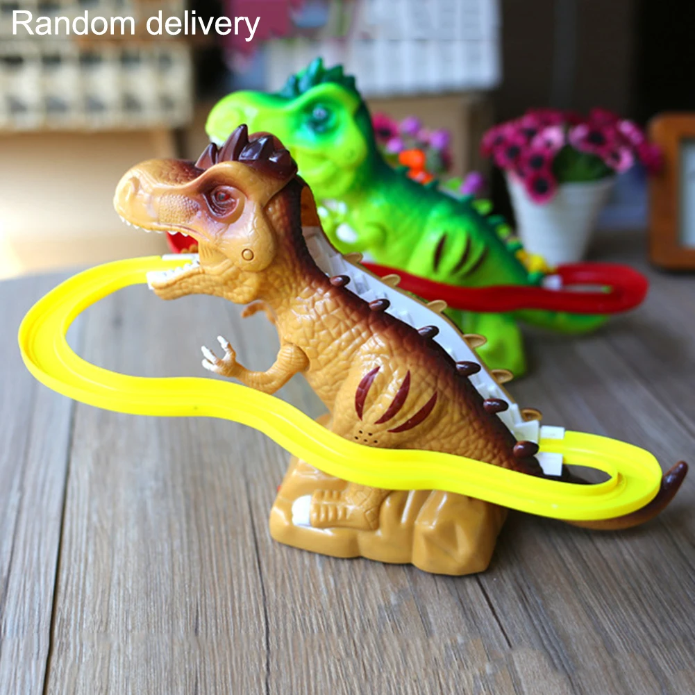 Children Dinosaur Toys Assembled Model Electric Tracks Climb Stair Dinosaur Toys Glowing Sound Interactive Toys for Children