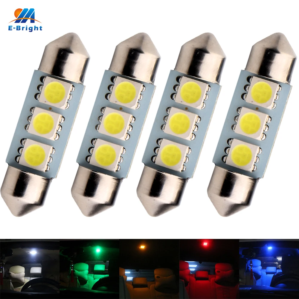 

YM E-Bright 4PCS White 5050 3 SMD 36mm/39mm/41mm Festoon Dome LED Light Bulbs Reading Lamp License Plate Light