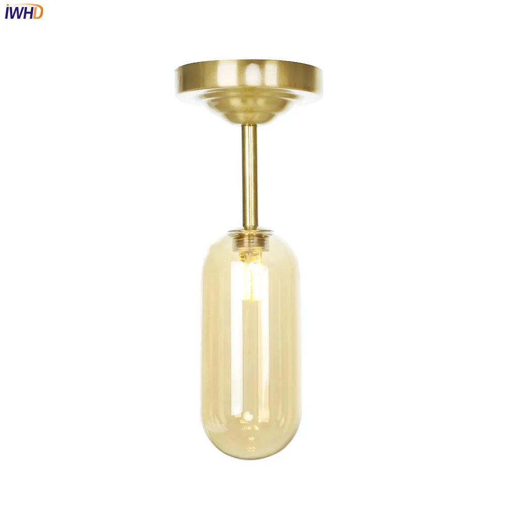 

IWHD Copper Nordic LED Ceiling Light Vintage Nordic Ceiling Lamp RH Retro Living Room Lights Simple Fixtures For Home Lighting