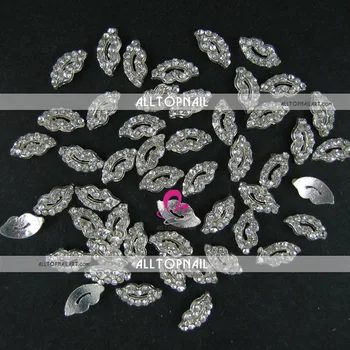 

50pcs Rhinestone Silver Lip 3d Alloy Nail Art Crystal Decoration Glitters Slices