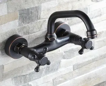 Oil Rubbed Bronze Bathroom Sink Faucet Kitchen Faucet Wall Mounted Swivel Spout Vessel Sink Faucet Bnf321 luxury spout deck mounted kitchen faucet oil rubbed bronze kitchen faucet single handle hole vessel mixer hot