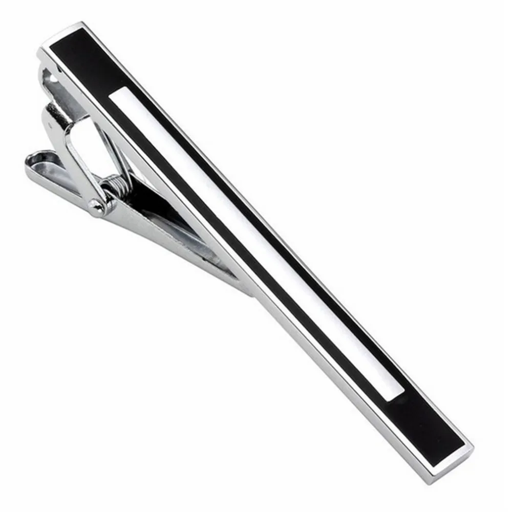 Top quality Gentleman Slim Collar Black Ended Stainless Steel Tie Clip