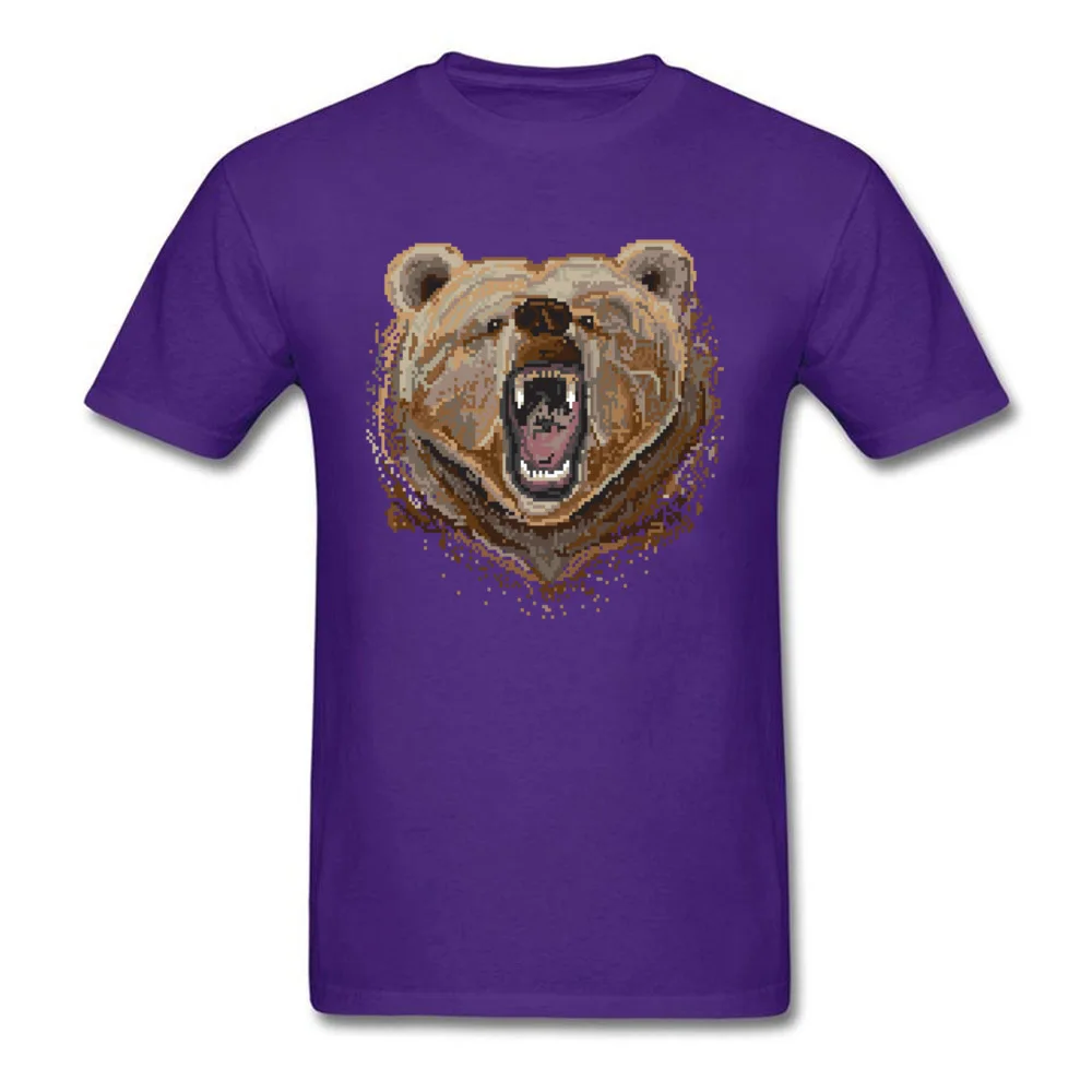 Pixel Bear Round Neck T-shirts Summer/Autumn Tops Tees Short Sleeve Wholesale 100% Cotton Unique T-shirts Casual Men Pixel Bear purple