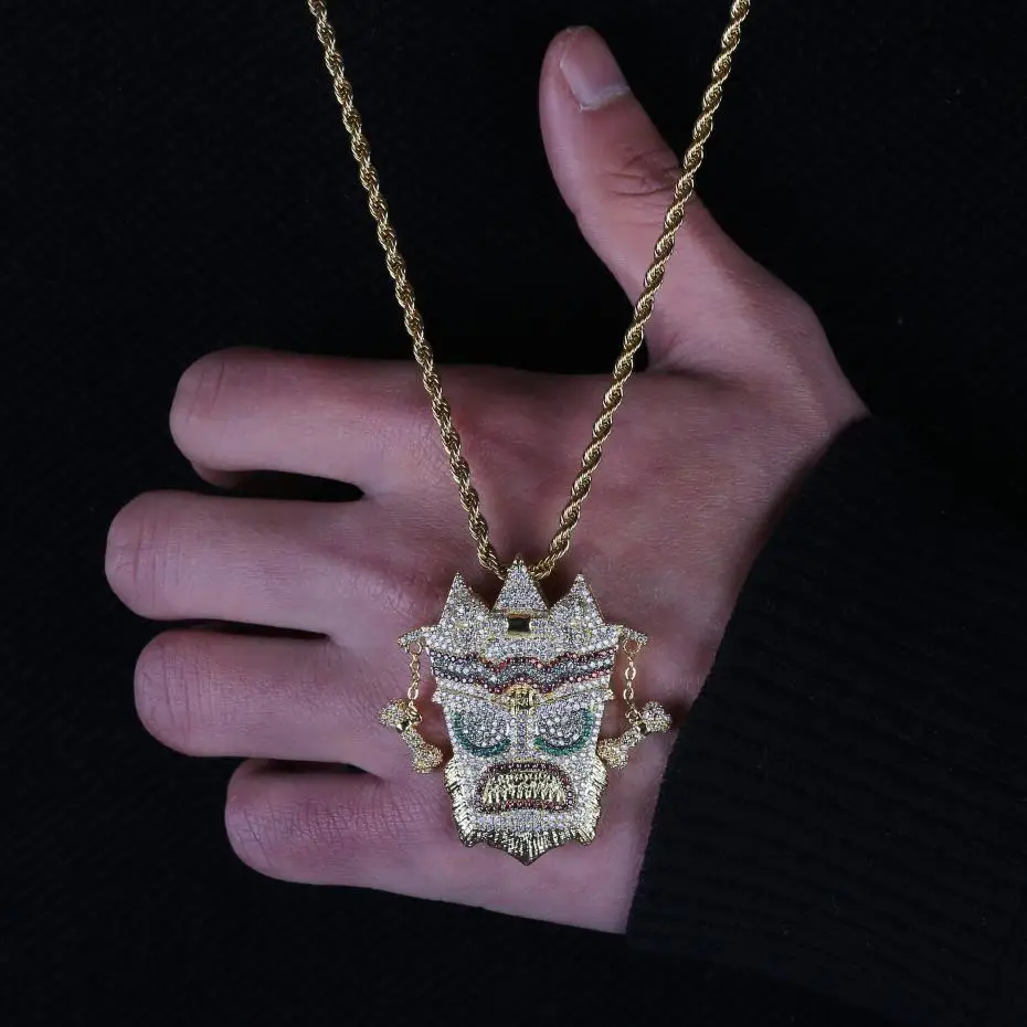Topgrillz New Iced Out Uka Mask Solid Pendant Necklace Men's Micro