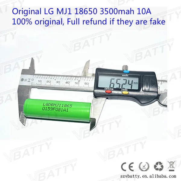 1 шт. vbattty MJ1 18650 литий-ионный аккумулятор 3,7 V 3200 mAh для LG MJ1 18650 цилиндр литий-ионная аккумуляторная батарея 10A ток разряда