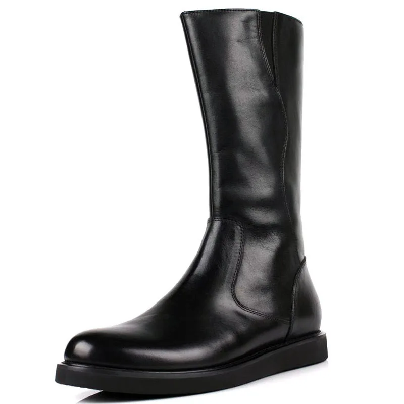 Stivali Da Moto In Pelle Per Uomo - Scarpe Corte Alla Caviglia Con Cerniera Laterale - Made In Italy - Foto 2