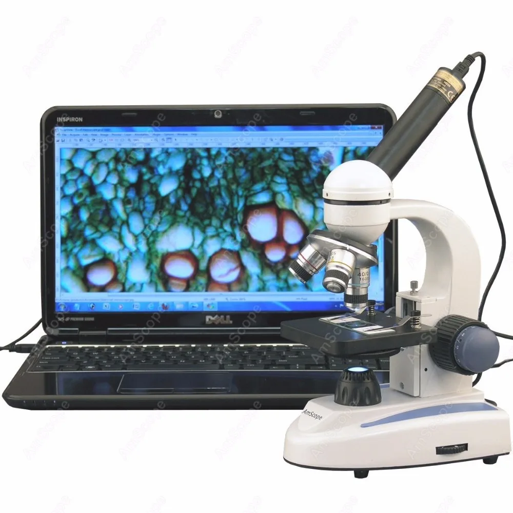 Glass Student Microscope AmScope Supplies 40X 1000X Biology Science
