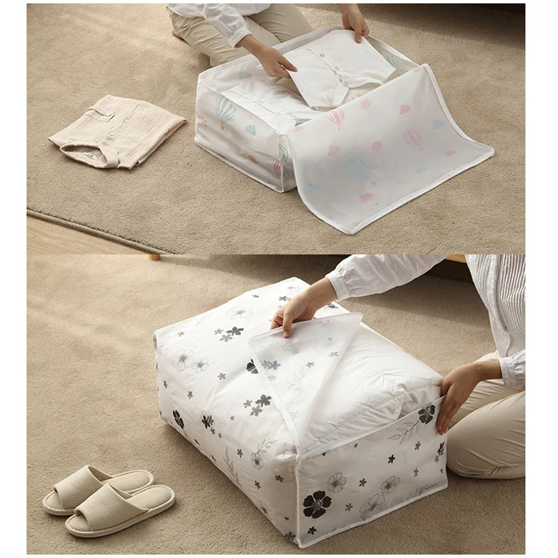 QQSGBD 5pcs Shape Quilt Storage Bag Home Clothes Quilt Pillow Blanket Storage Bag Travel Luggage Organizer Dampproof Sorting Bag Clothes storage bag Color : Flowers, Size : S 55x36x20cm