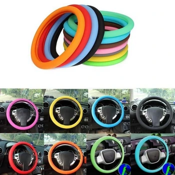 

Fashion Food Grade Silicone Car Steering Wheel Cover Soft Multi Color Non-slip Wear-resistant Four Seasons Universal