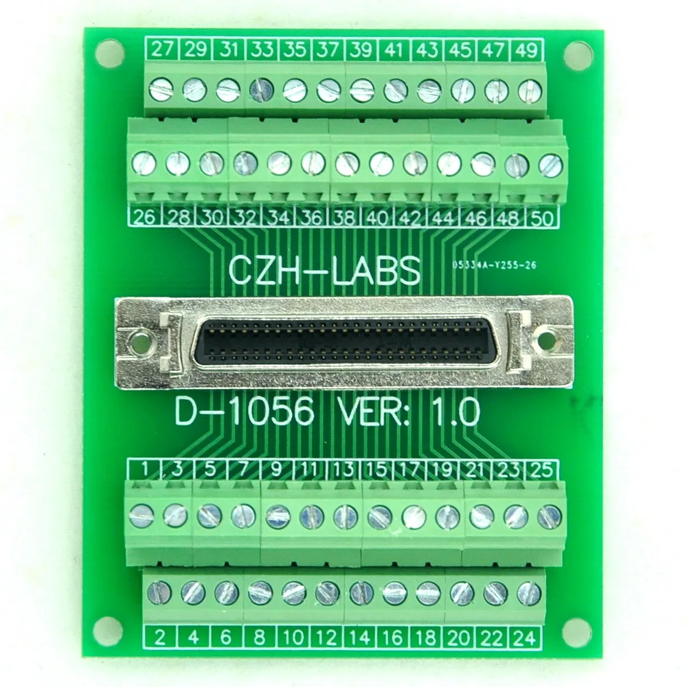 50-pin 0,05 "Мини D лента/MDR Женская Breakout плата, SCSI, терминальный модуль