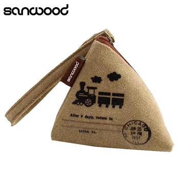 

Unisex Canvas Small Mini Triangle Wallet Coin Purses Clutch Money Bags with Strap Pochette кошелек женский