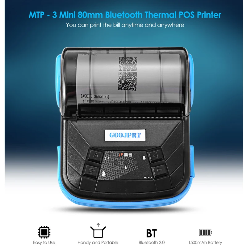 

GOOJPRT MTP-3 80mm Bluetooth Receipt Thermal Printer Bill Machine Suitable for Windows Android IOS for Supermarket Restaurant
