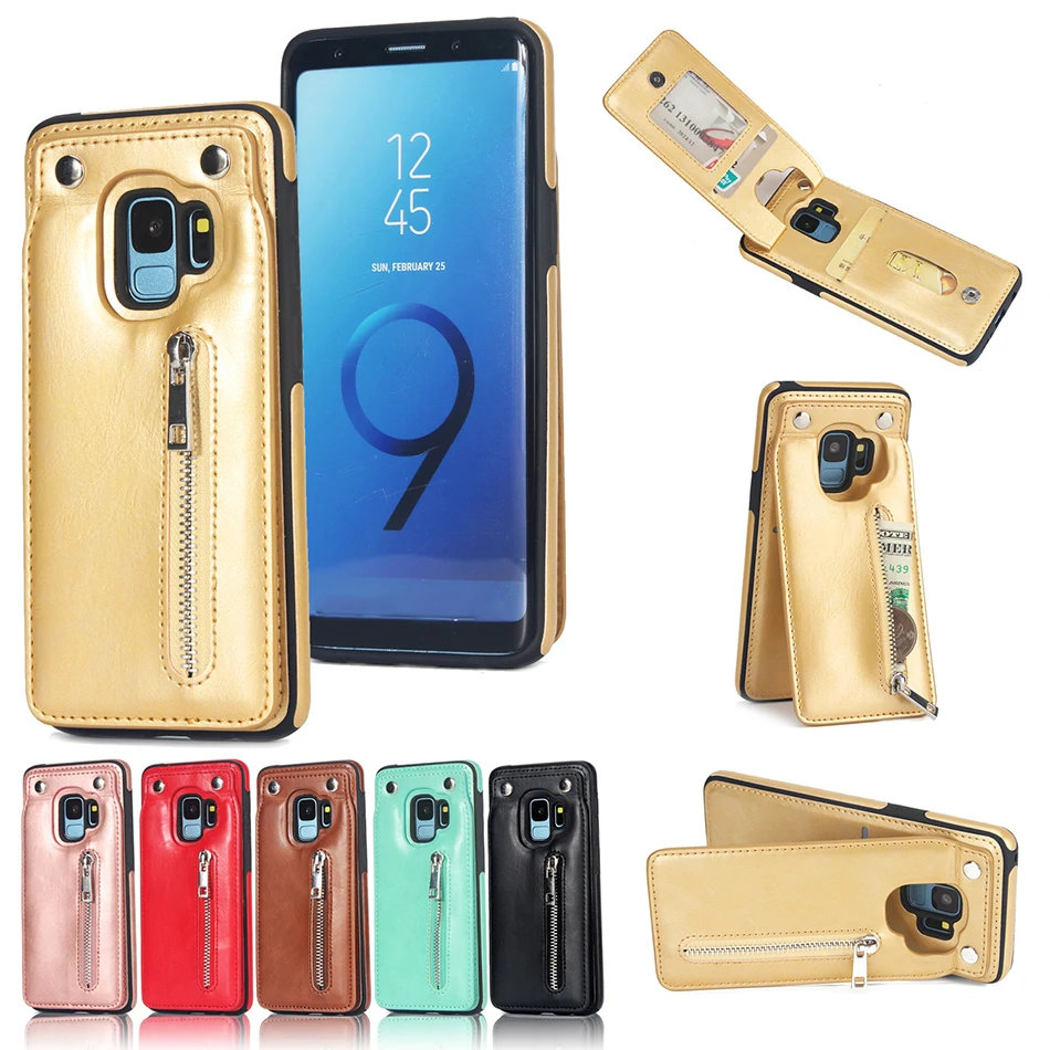 CCDZ Ретро сальто PU кожаный чехол для samsung galaxy S9 молнии бумажник телефон плюс